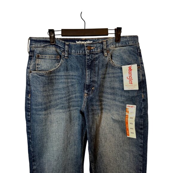 NWT Wrangler 34x30 Mens Relaxed Fit Jeans Blue Denim - Picture 5 of 12